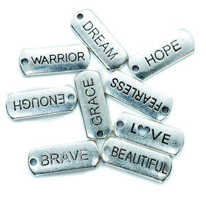 Metal Pendants: Inspirational Message Pendant 21mm x 8mm x 2mm