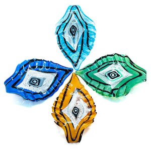 Murano Lampworkmu: Murano Lampwork Glass Pendant with Jagged Edges 62mm x 40mm