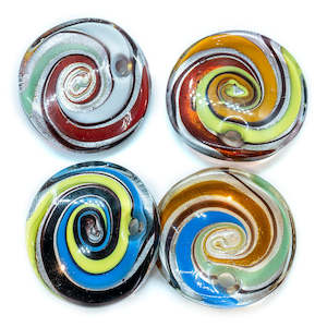 Murano Lampworked Oval Pendant with Swirls 42mm x 36mm