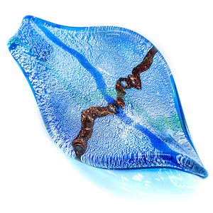 Murano Lampwork Glass Pendant Twisted Tongue 65mm x 35mm