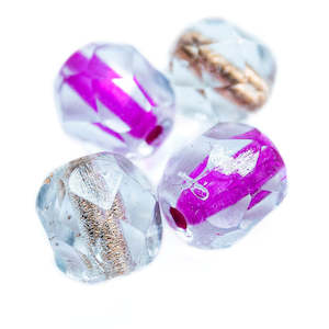 Czech Glass Pressed Faceted Bead with Coloured Lining 6mm