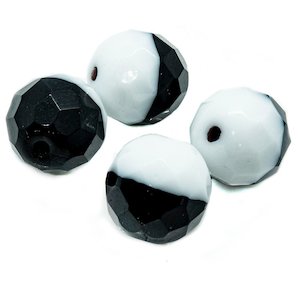 Czech Glass Firepolished Round Jing Jang Beads 12mm