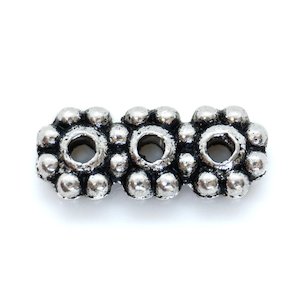 Connectors: Tibetan Style Three-Hole Spacer Bar  10mm x 4mm