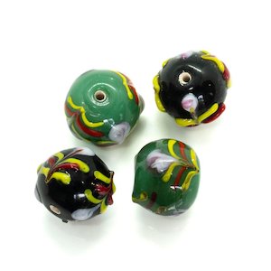 Glass Beads: Glass Lampwork Round with Raised Pattern 15mm