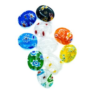 Millefiori Glass Flat Oval 10mm x 8mm x 3mm