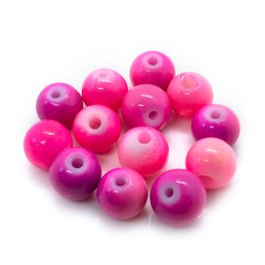 Smooth Glass Round Pink Beads 6mm