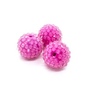 Beads: Bubblegum Resin Rhinestone Ball 20mm x 18mm