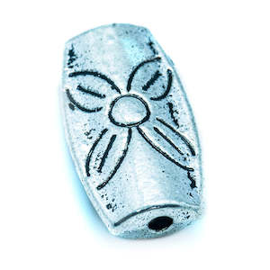 Metal Beads: Oval Tube With Flower 16mm x 9mm