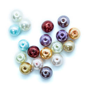 Glass Beads: Coloured Glass Pearl Beads 6mm