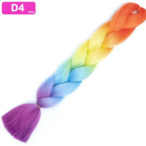 Synthetic Hair Braids: D4 - Jumbo Braiding Hair 24 Inch Ombre Orange/Yellow/Blue/Maroon - Afrihair