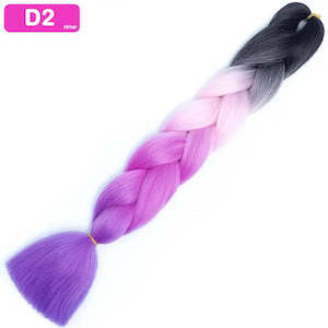 Synthetic Hair Braids: D2 - Jumbo Braiding Hair 24 Inch Ombre Black/Pink/Purple/Purple - Afrihair