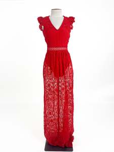 Maxi Dresses: Loreta | Red Cocktail Dress | Size S
