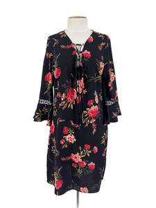 Floral: Emerge - Black Mini Dress (Size 10)