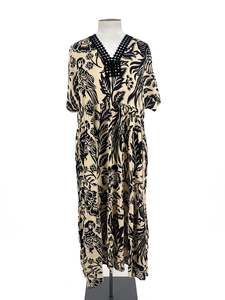 Juna - Yellow & Black Midi Dress (Size L)