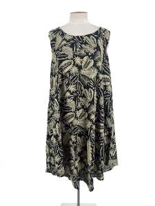 Floral: Unknown Brand - Green & Black Midi Dress (Size XL)