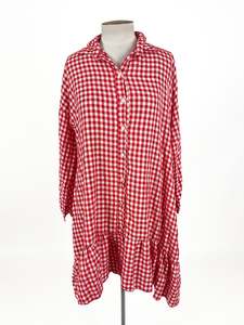 Gingham: Helga May - Red & White Mini Dress (Size 14)