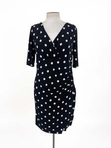 Ping Pong - Black & White Midi Dress (Size 14)