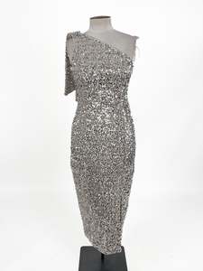 Sequin: Eliya the Label - Silver Midi Dress (Size 10)