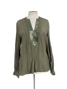 Tops: Eb & Ive - Green Blouse (Size M)