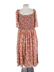 Floral: Friday Flamingo - Pink Midi Dress (Size 18)