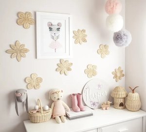 Wall Decor: 3pc Rattan Flower Set