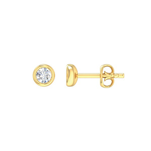 All: 9k Yellow Gold Bezel Set Lab Diamond Stud Earrings