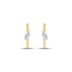 9k Yellow Gold Marquise Lab Diamond Hoop Earrings