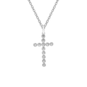 9k White Gold Lab Diamond Cross Pendant
