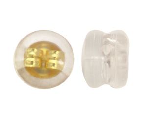 9k Yellow Gold & Silicon Ear Nut Pads (Pair)