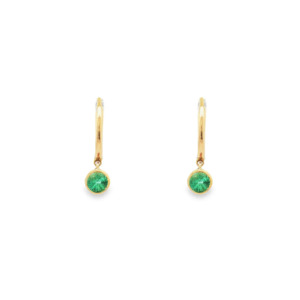 Earrings: 9k Yellow Gold Emerald Bezel Huggie Earrings