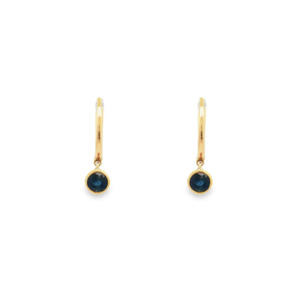 Earrings: 9k Yellow Gold Sapphire Bezel Huggie Earrings