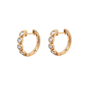 Earrings: 9k Yellow Gold Bezel Lab Diamond Hoops