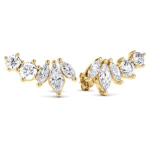 Marquise & Round Brilliant Cut 5-Stone Stud Earrings