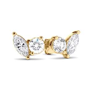 Earrings: Pear & Round Brilliant Cut Diamond Toi et Moi Stud Earrings
