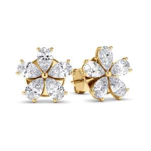 Earrings: Pear Cut Diamond 5-Stone Stud Earrings