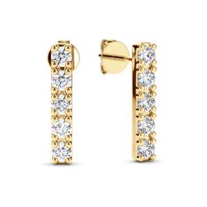 Earrings: 5-Stone Round Brilliant Cut Diamond Bar Earrings
