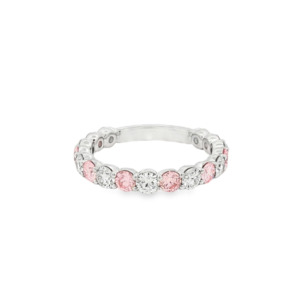 9k White Gold White & Pink Lab Diamond Ring
