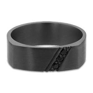 Tantalum and Black Diamond Flat Top Band