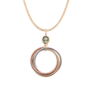 Gemstone Jewellery: 9k Tri-tone Green Sapphire Pendant