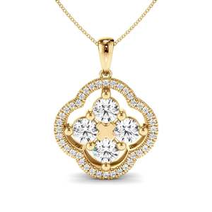 Round Brilliant Cut Diamond Clover Pendant