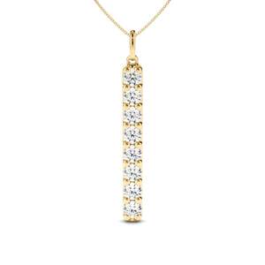 Round Brilliant Cut Diamond Drop Bar Pendant