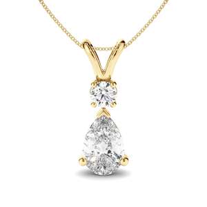 Pear & Round Brilliant Cut Diamond Drop Pendant