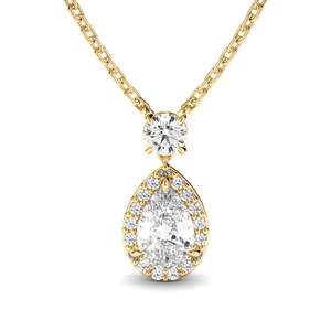 Pendants: Pear Cut Diamond Halo Drop Pendant