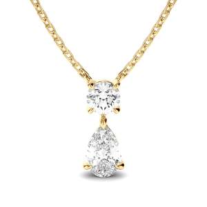 Pear & Round Brilliant Cut Diamond Drop Pendant