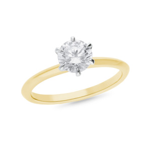 Engagement Rings: 18k Bi-tone 1.00ct Lab Diamond Solitaire Ring