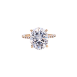 Engagement Rings: 10k Yellow Gold 'Luisa' 5ct Oval Moissanite Ring