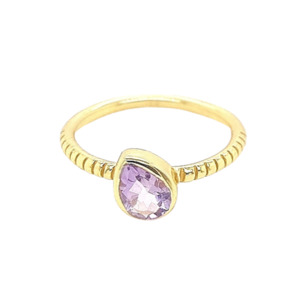 Amethyst: Gold Plated 'Metis' Amethyst Bezel Ring