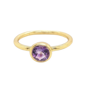 Amethyst: Gold Plated 'Neso' Amethyst Bezel Ring