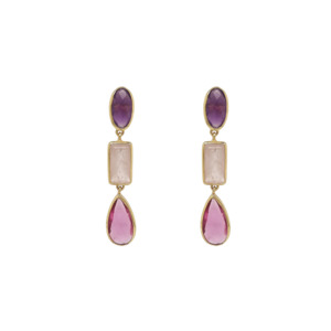 Amethyst: Gold Plated 'Despina' Mixed Chandelair Earrings