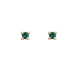 Emerald: 9k Yellow Gold 2mm Biron Emerald Stud Earrings